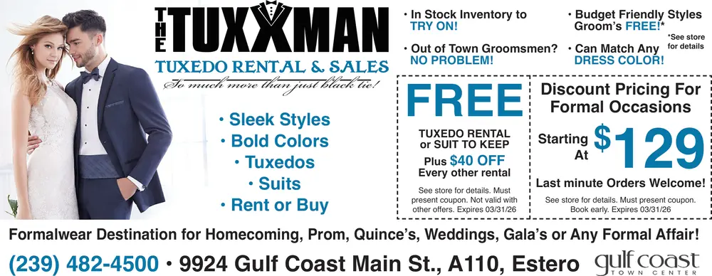 Coupons for The Tuxxman Tuxedo Rental & Sales