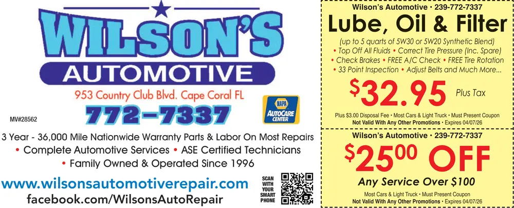 Coupons for Wilson's Automotive