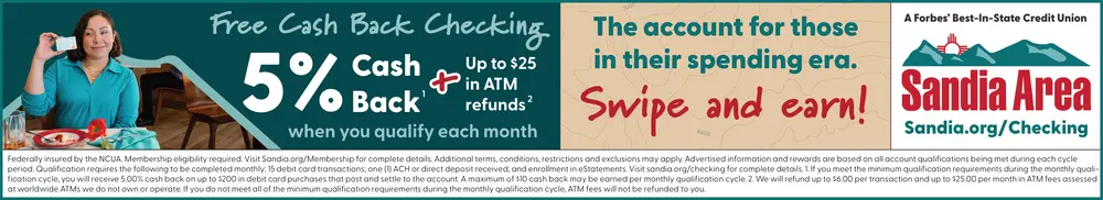 Cash Back Checking Accounts in Santa Fe, New Mexico