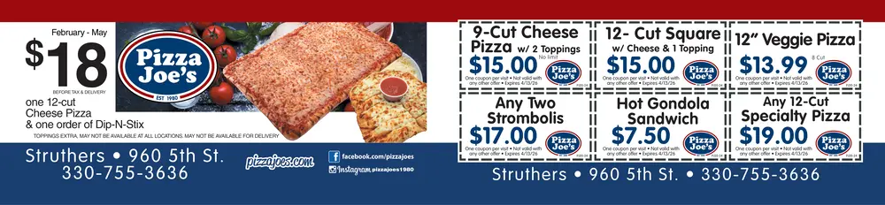 Coupons for Pizza Joe's Struthers