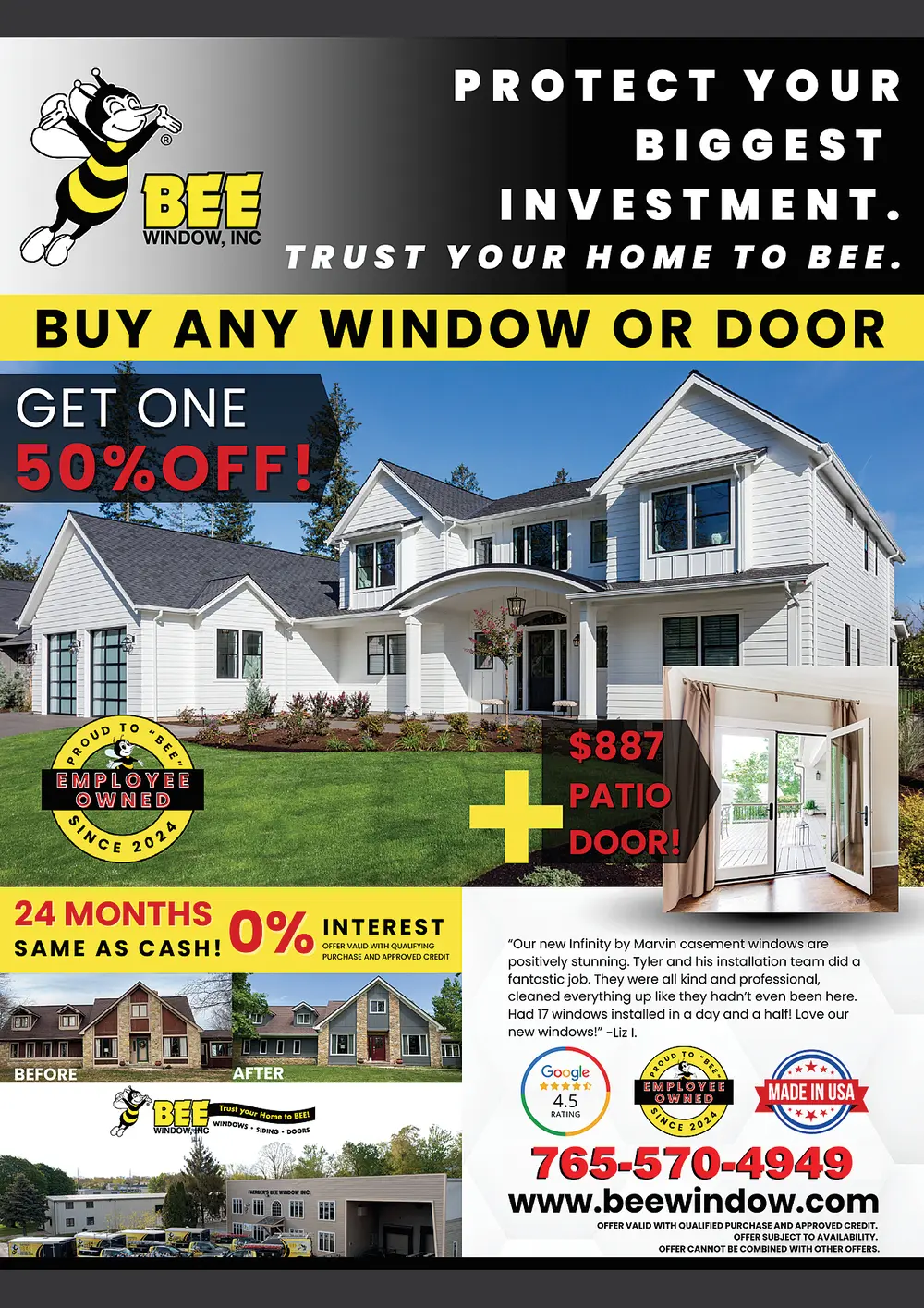 Indiana Window & Door Replacement Solutions | BEE Window, Inc.