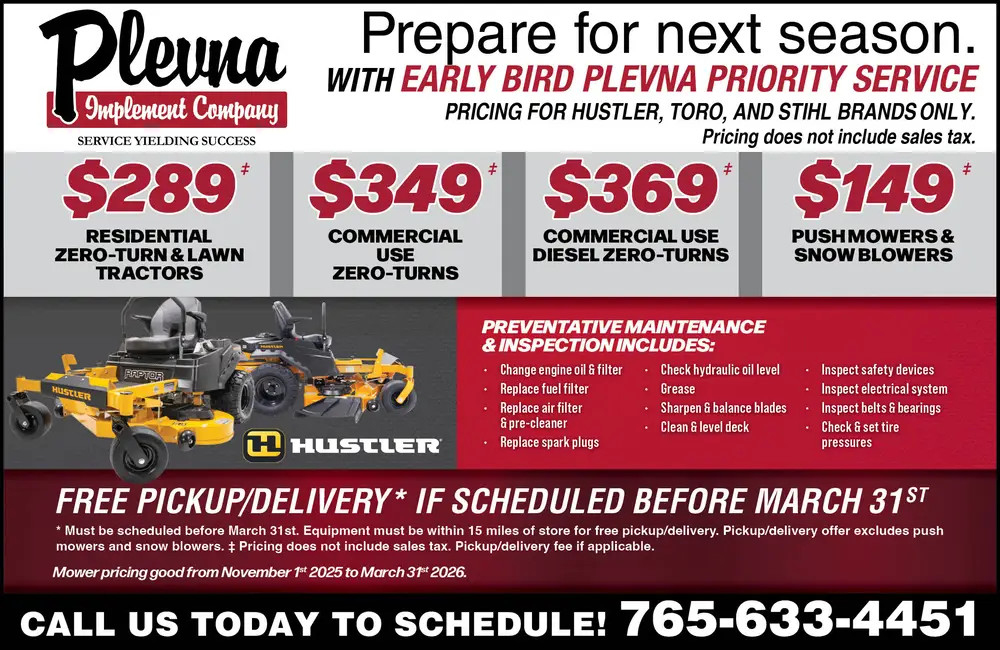 Lawn & Tractor Service in Plevna, Indiana