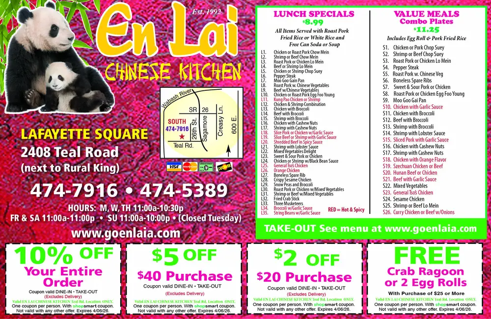En Lai Chinese Kitchen in Lafayette, Indiana