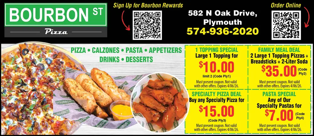 Bourbon St Pizza - Plymouth, Indiana Pizza Specials & Family Deals