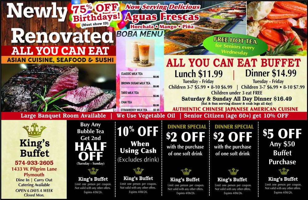 All You Can Eat Asian Buffet in Plymouth, Indiana