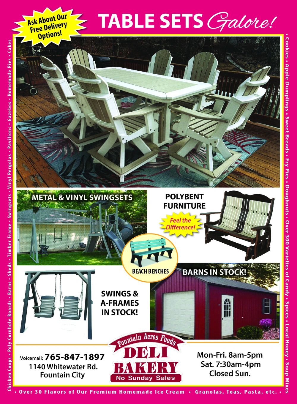 Premium Outdoor Furniture, Barns, and Bakery in Fountain City, Indiana