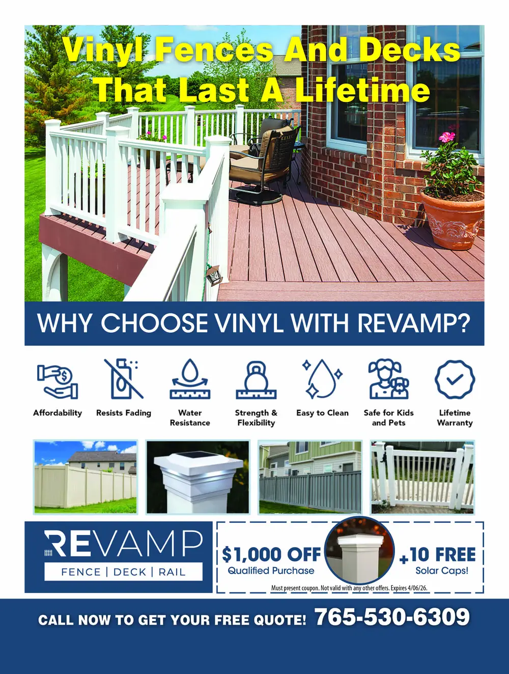 Vinyl Fences and Decks Built to Last in Indiana
