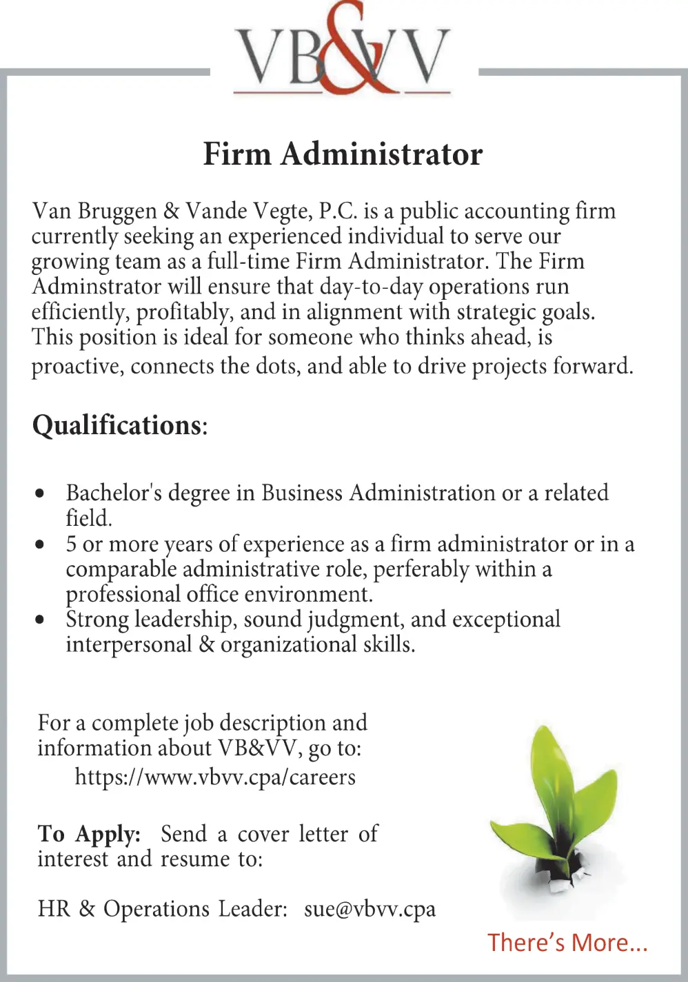 Accounting Careers and Opportunities in Iowa – Van Bruggen & Vande Vegte, P.C.
