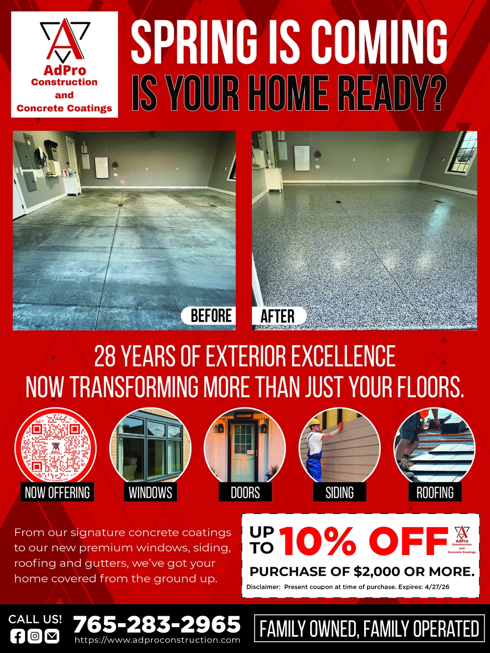 Concrete Coatings & Exterior Home Improvements in Indiana