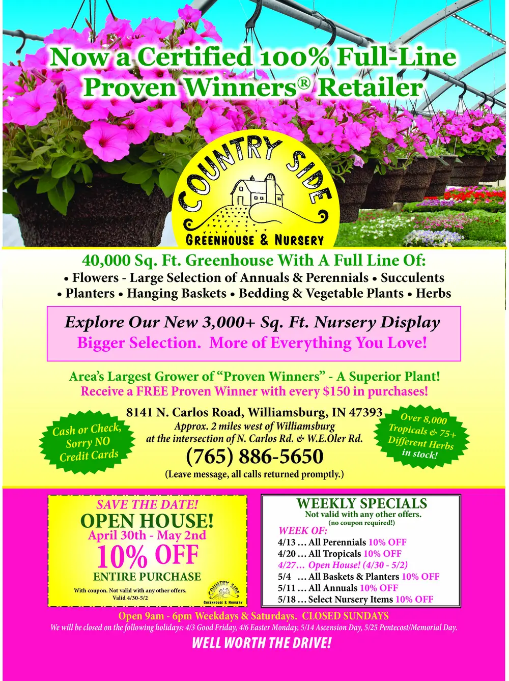 Country Side Greenhouse & Nursery – Williamsburg, Indiana