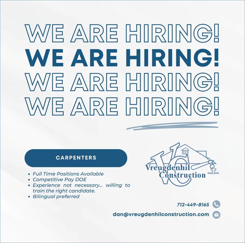 Vreugdenhil Construction Careers – Join Our Team in Iowa