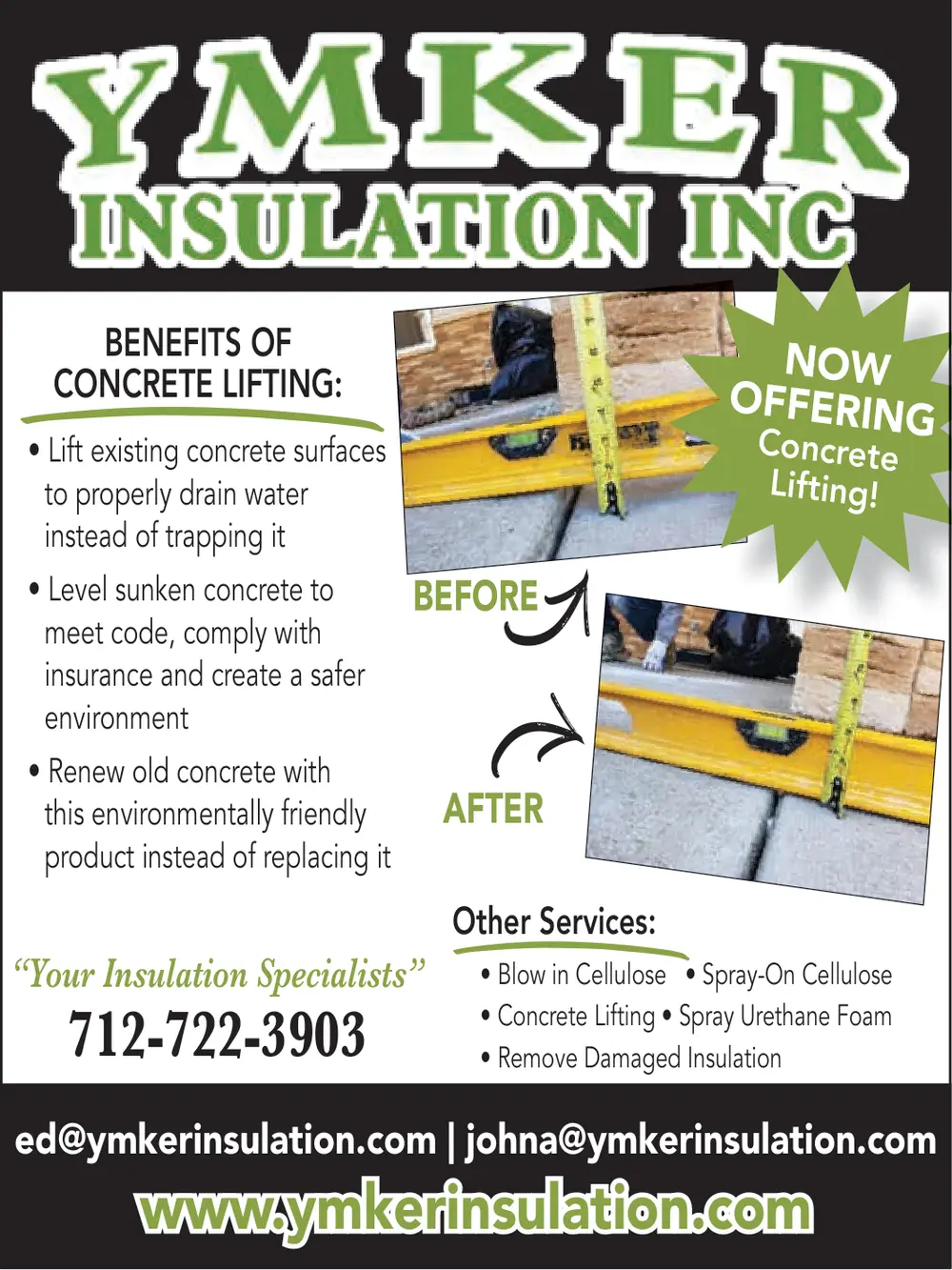 Insulation and Concrete Lifting Services in Iowa