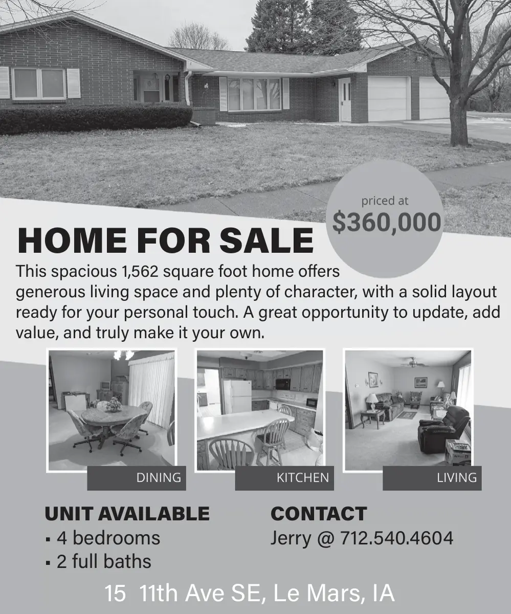 Home for Sale in Le Mars, IA – 4 Bedroom, 2 Bath Property