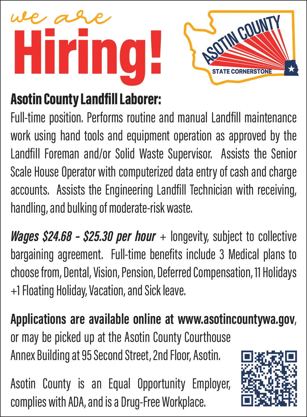 Landfill Laborer Job – Asotin, WA