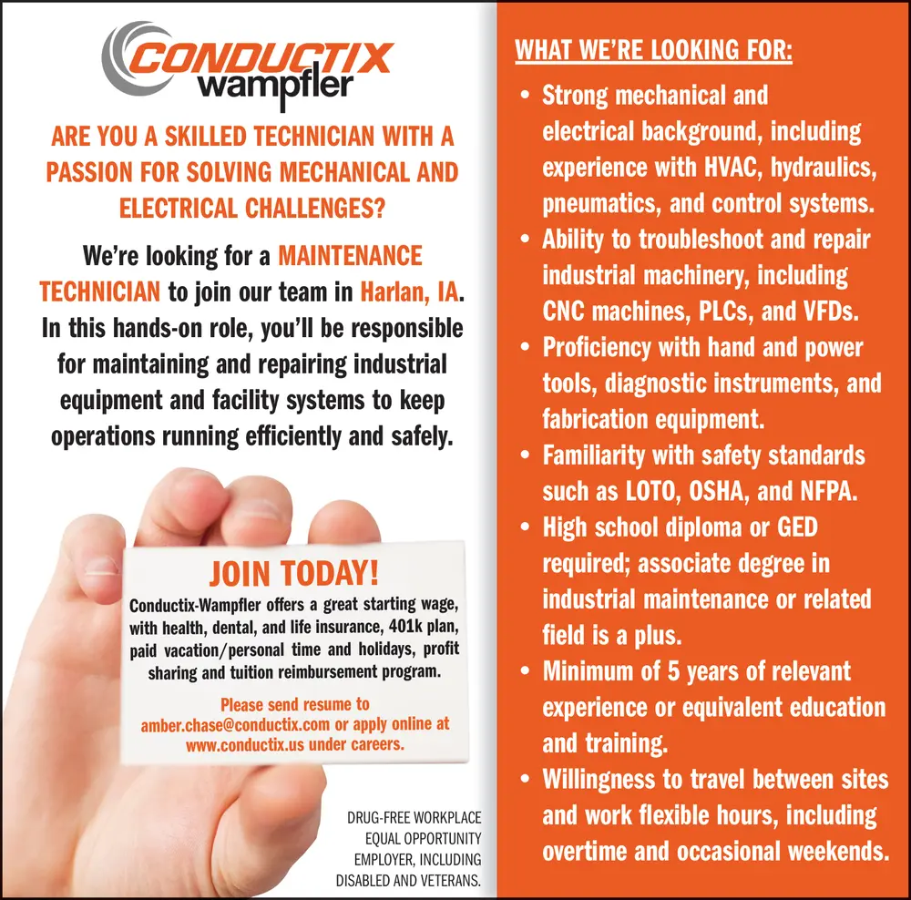 Industrial Maintenance Careers in Harlan, IA