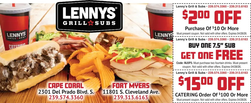 Coupons for Lennys Grill & Subs