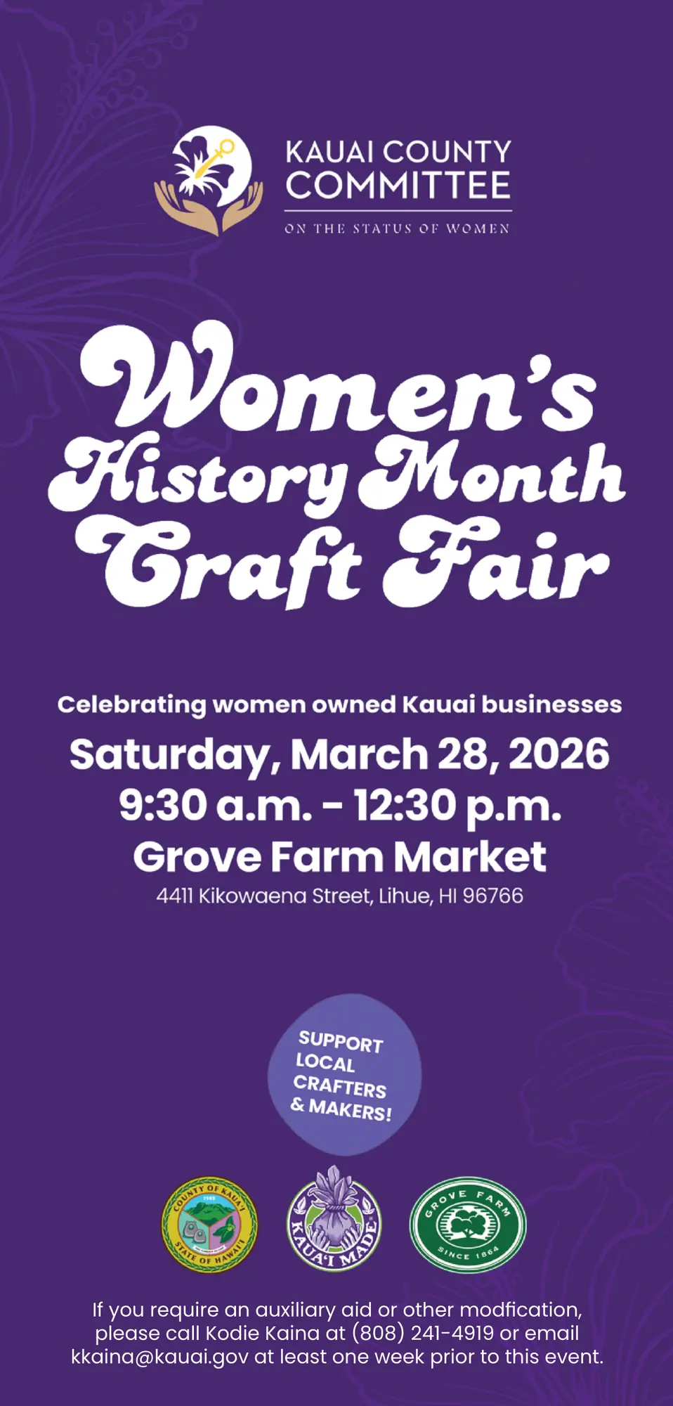 Women's History Month Craft Fair in Lihue, HI