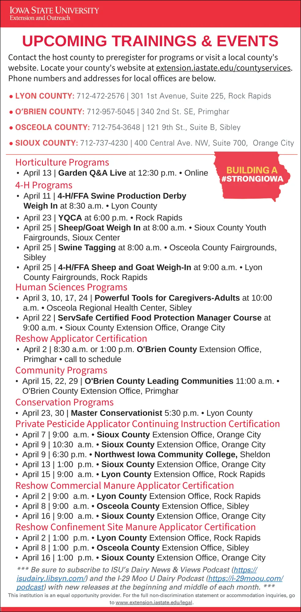 ISU Extension Trainings & Events in Rock Rapids, Iowa