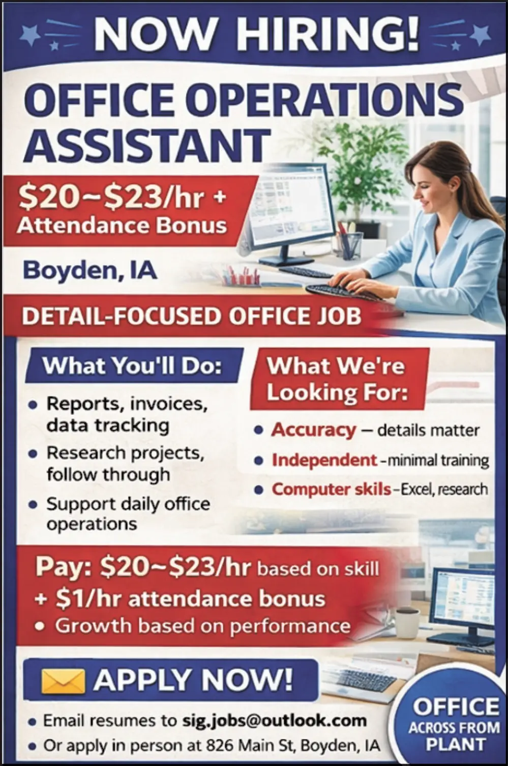 Office Operations Assistant in Boyden, IA – Apply for Your Next Career Move