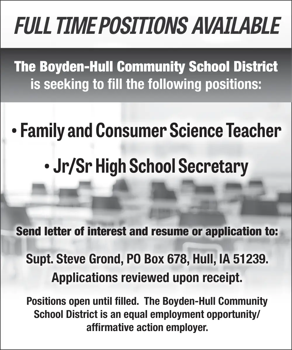 Join Boyden-Hull Community School District – Hull, IA