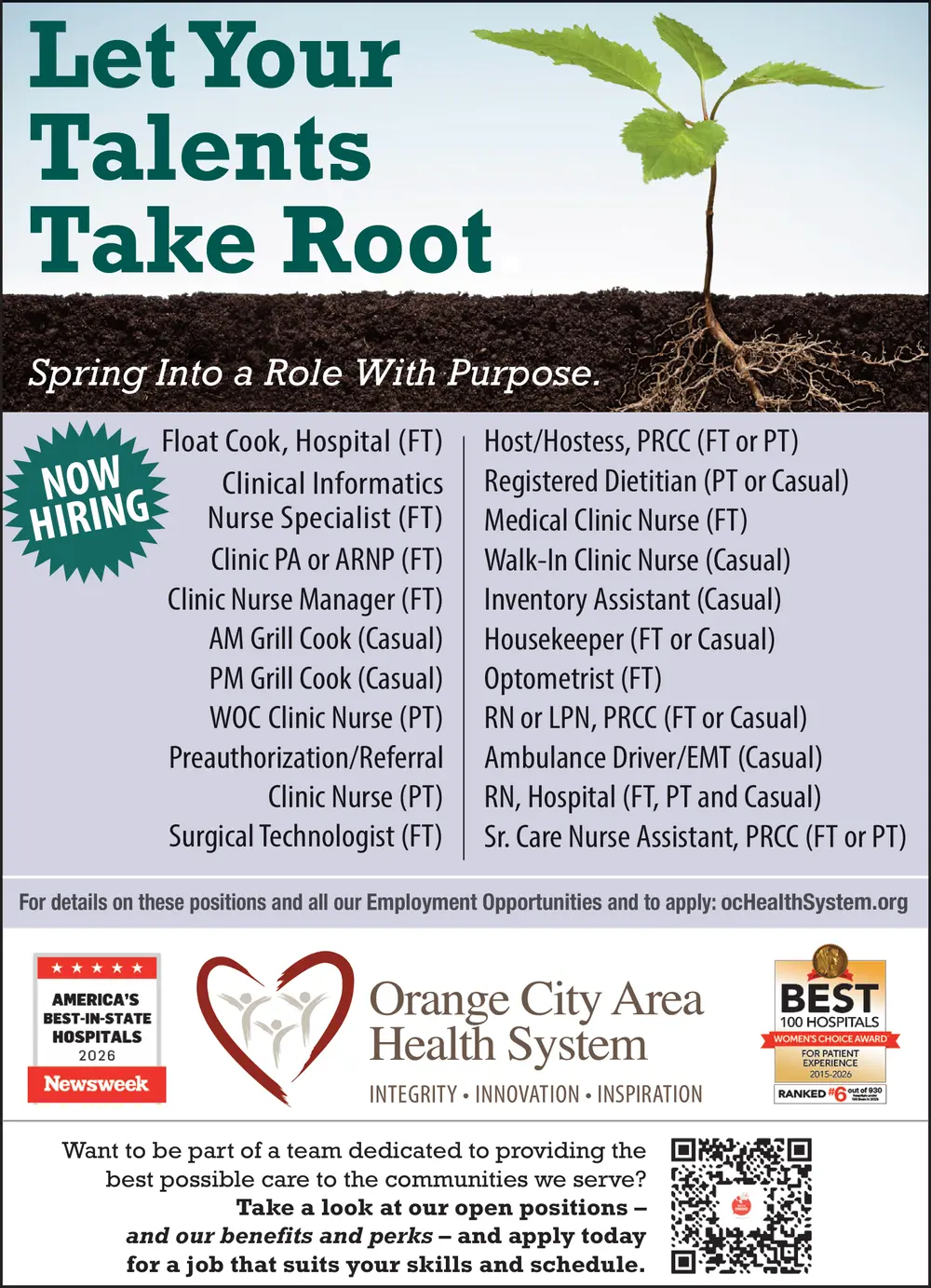 Now Hiring Healthcare Talent in Orange City, Iowa