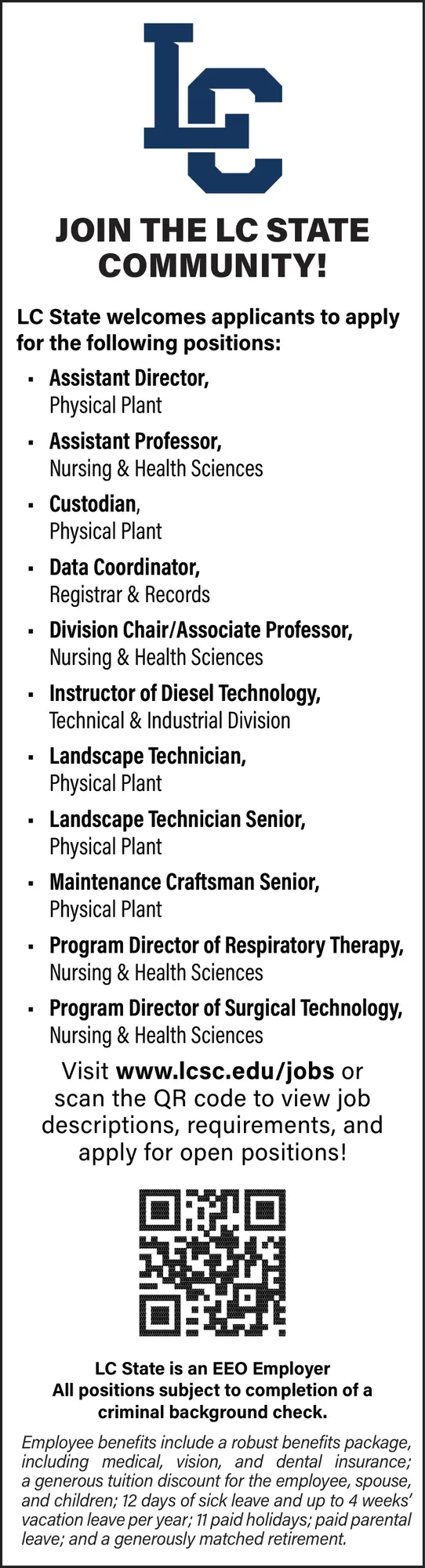 Career Opportunities at LC State – Now Hiring in Lewiston, Idaho