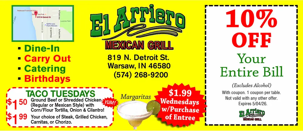 Authentic Mexican Dining in Warsaw, IN - El Arriero Mexican Grill