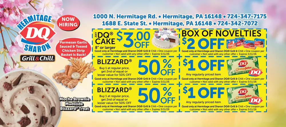 Coupons for Hermitage DQ Grill & Chill