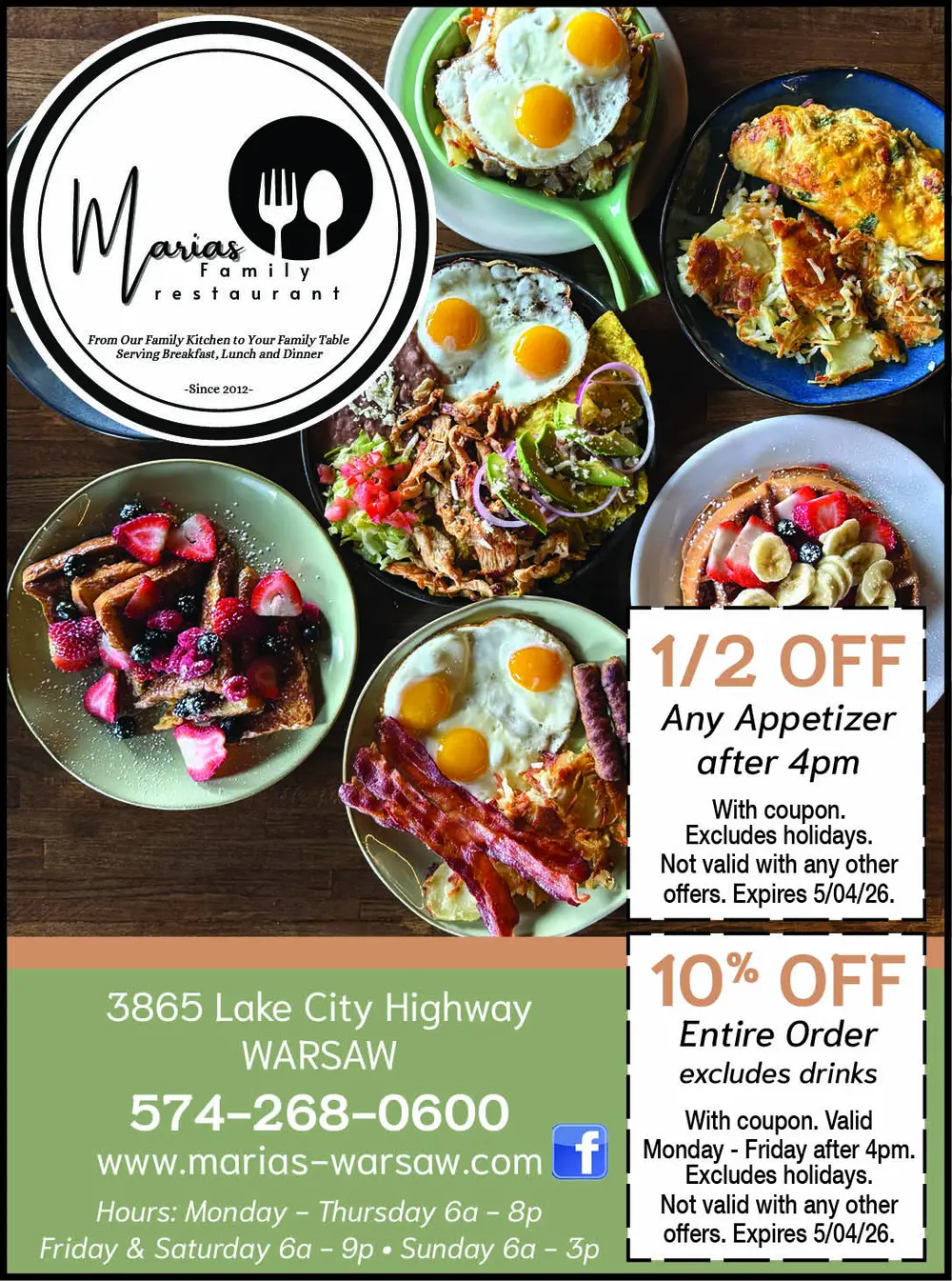 Family Restaurant in Warsaw, Indiana - Breakfast, Lunch & Dinner