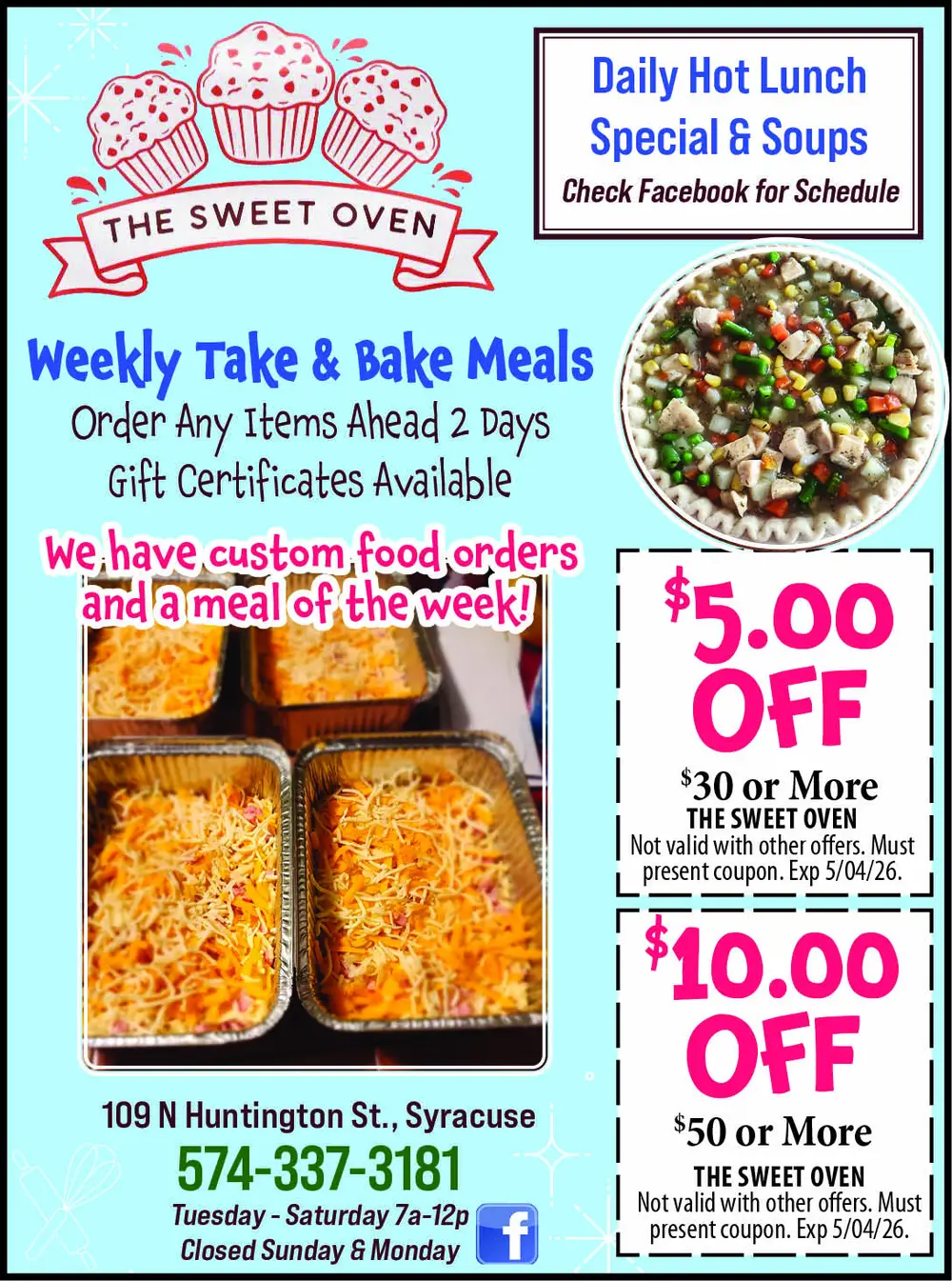 Homemade Take & Bake Meals and Bakery in Syracuse, Indiana