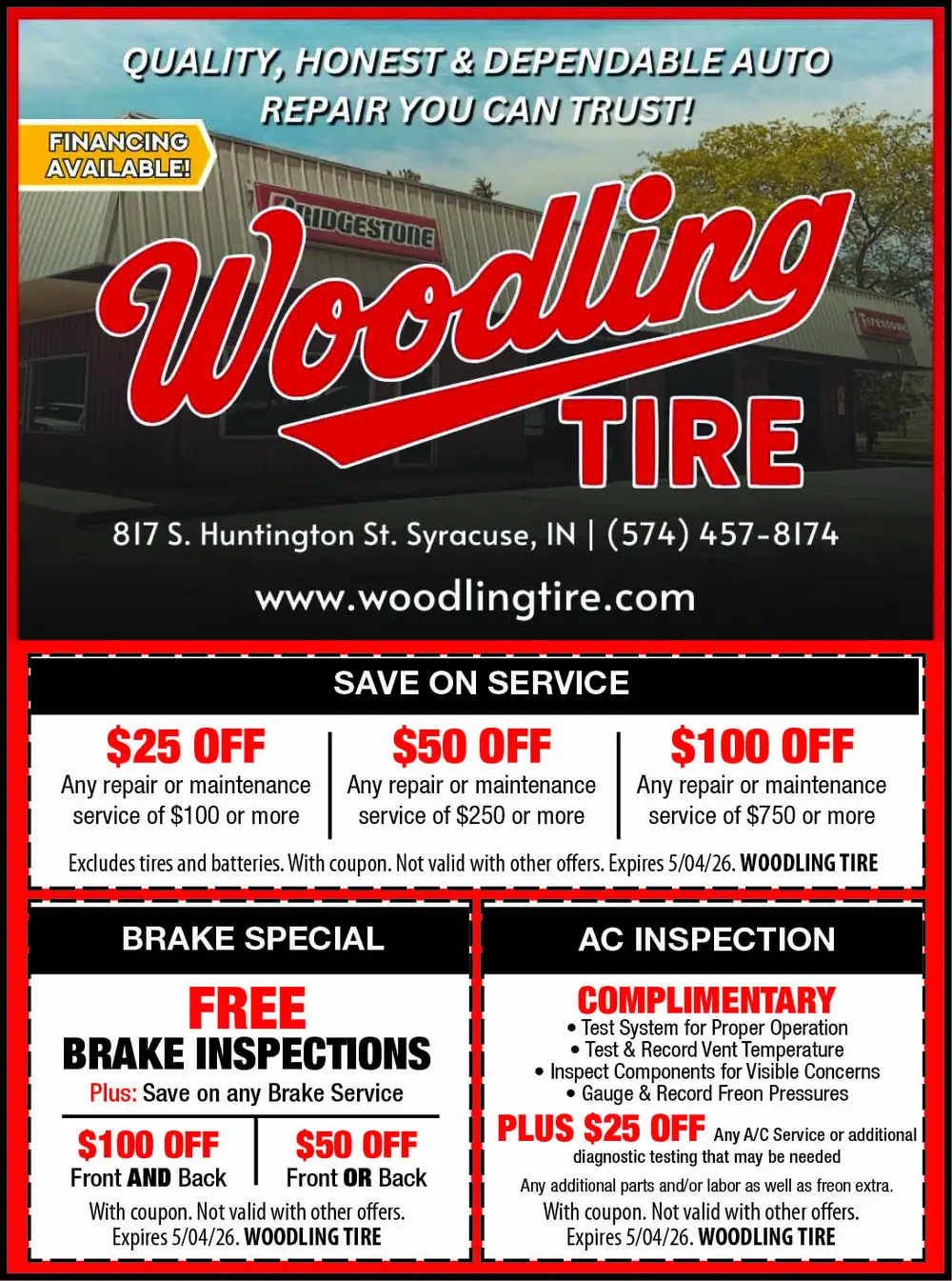 Reliable Auto Repair & Tire Services in Syracuse, IN