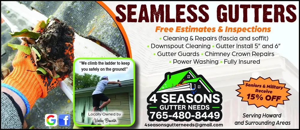 Seamless Gutter Services in Howard, Indiana