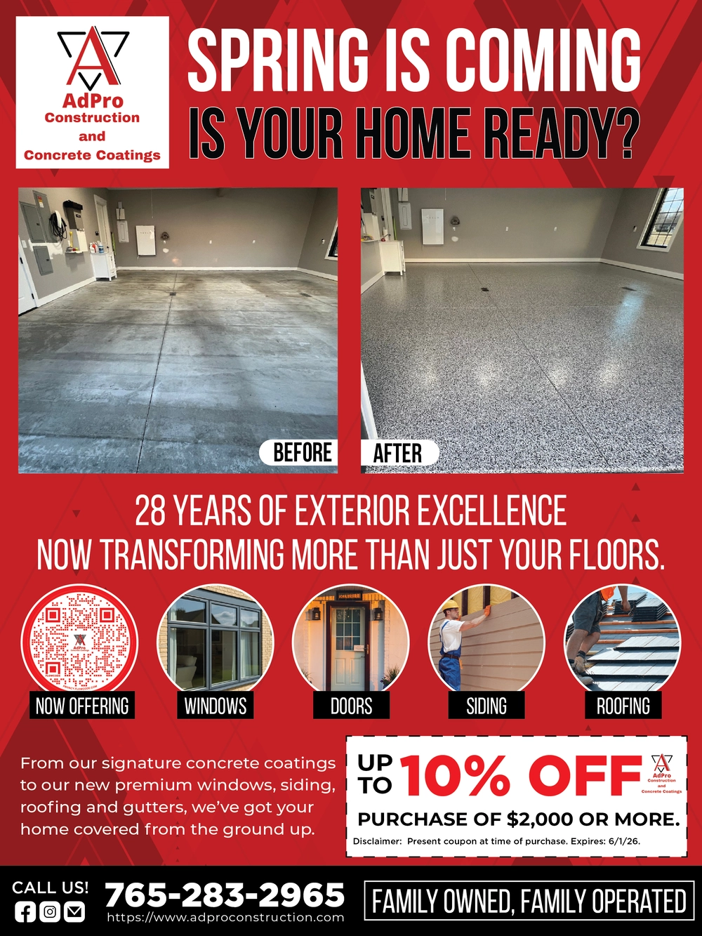 Indiana Concrete Coatings, Windows, Doors, Siding & Roofing Experts