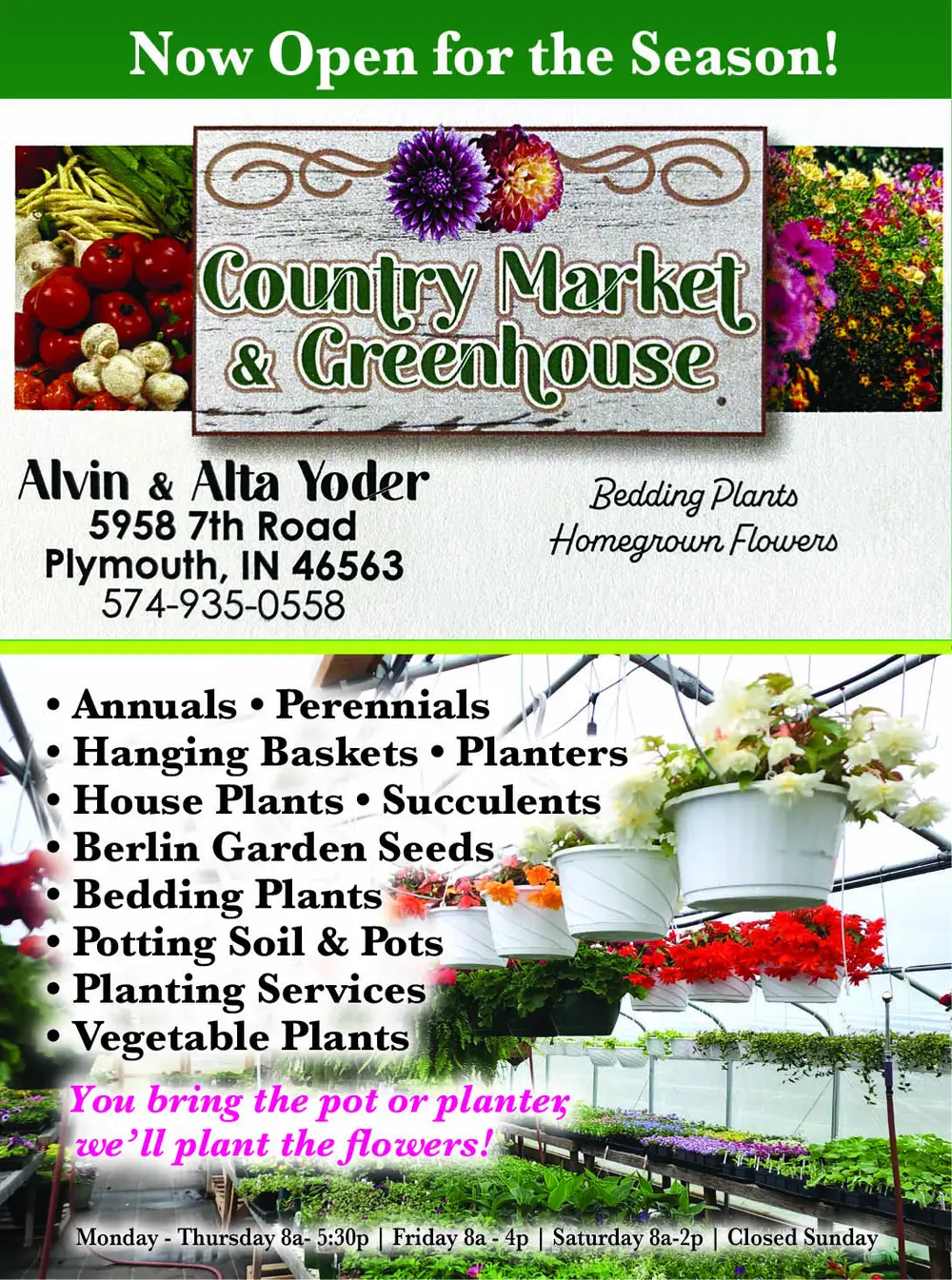 Country Market & Greenhouse – Plymouth, IN Garden Center & Flowers