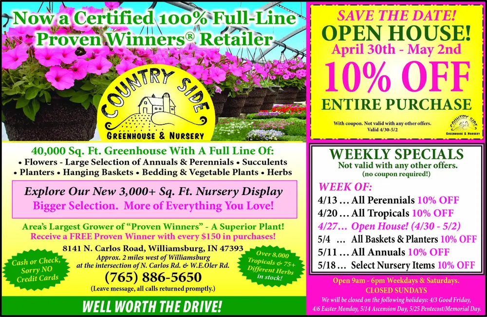 Country Side Greenhouse & Nursery – Williamsburg, Indiana