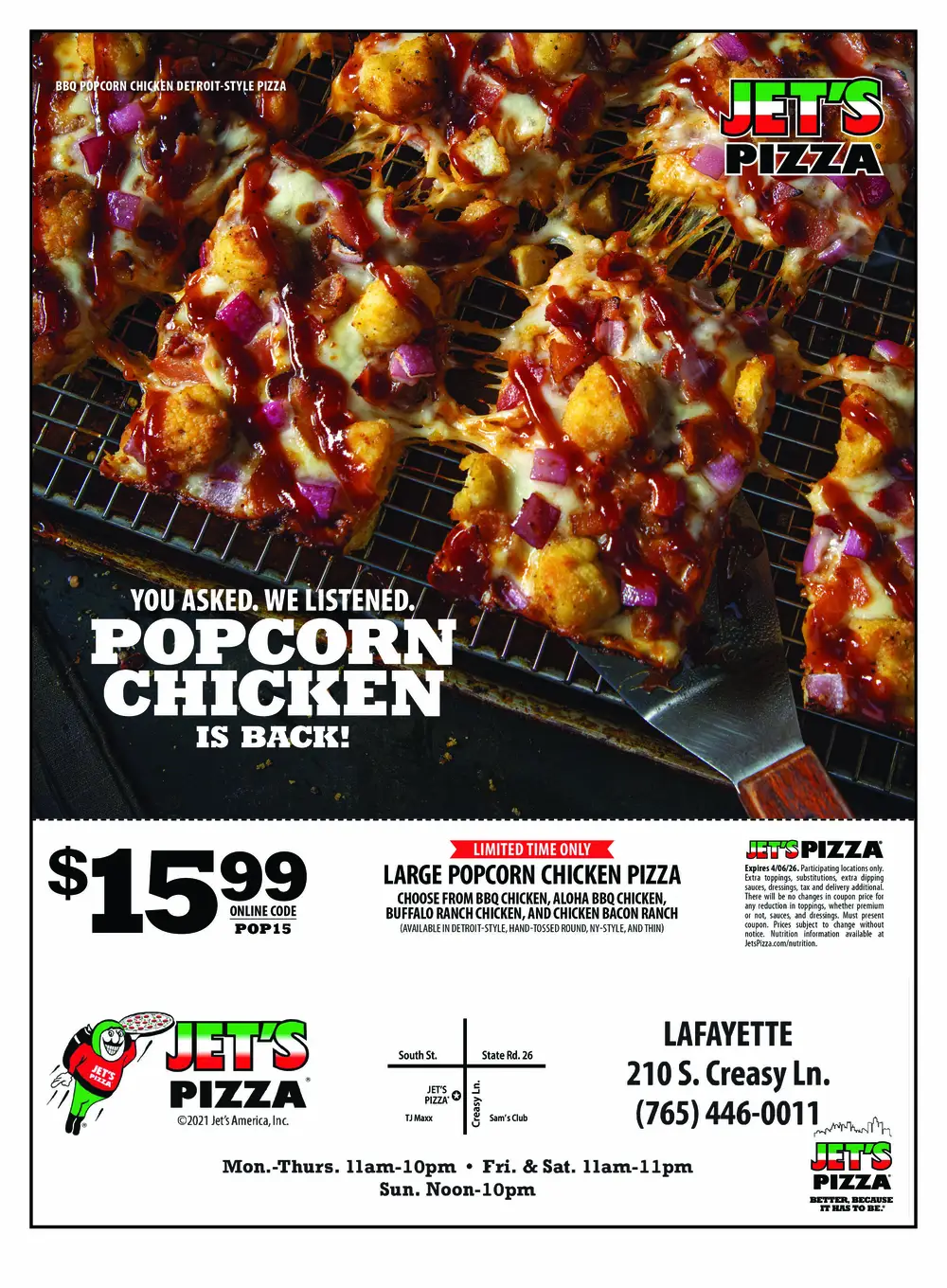 Jet's Pizza in Lafayette, Indiana – Detroit-Style Pizza & More