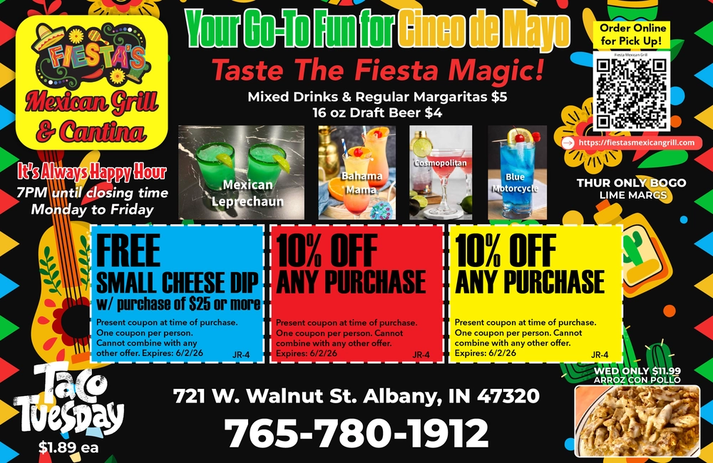 Authentic Mexican Dining in Albany, IN – Fiesta’s Mexican Grill & Cantina