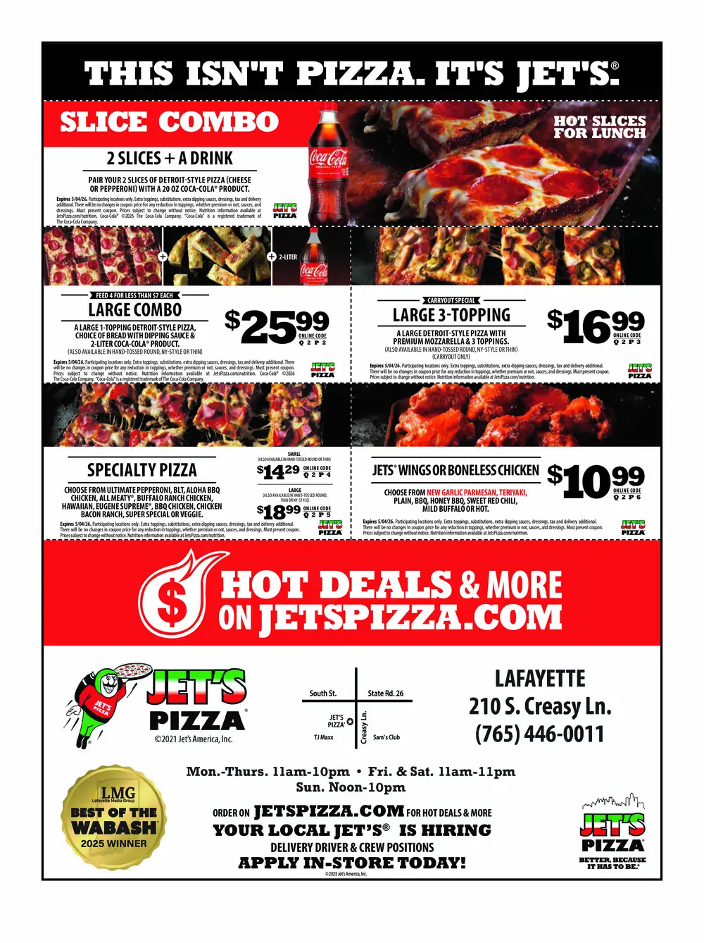 Jet's Pizza - Lafayette, Indiana | Detroit-Style Pizza & Wings