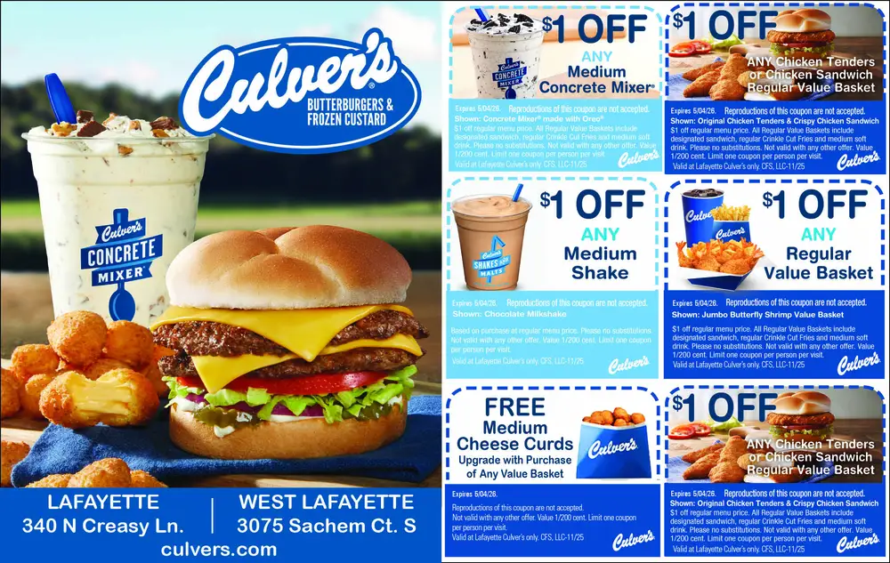 Culver's Lafayette & West Lafayette Indiana – ButterBurgers & Custard