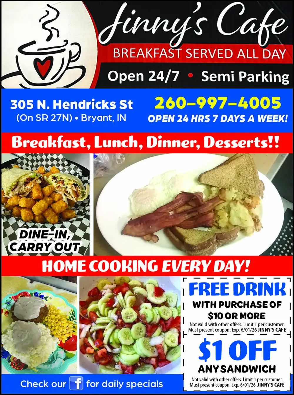 Jinny's Cafe – Home Cooking in Bryant, Indiana