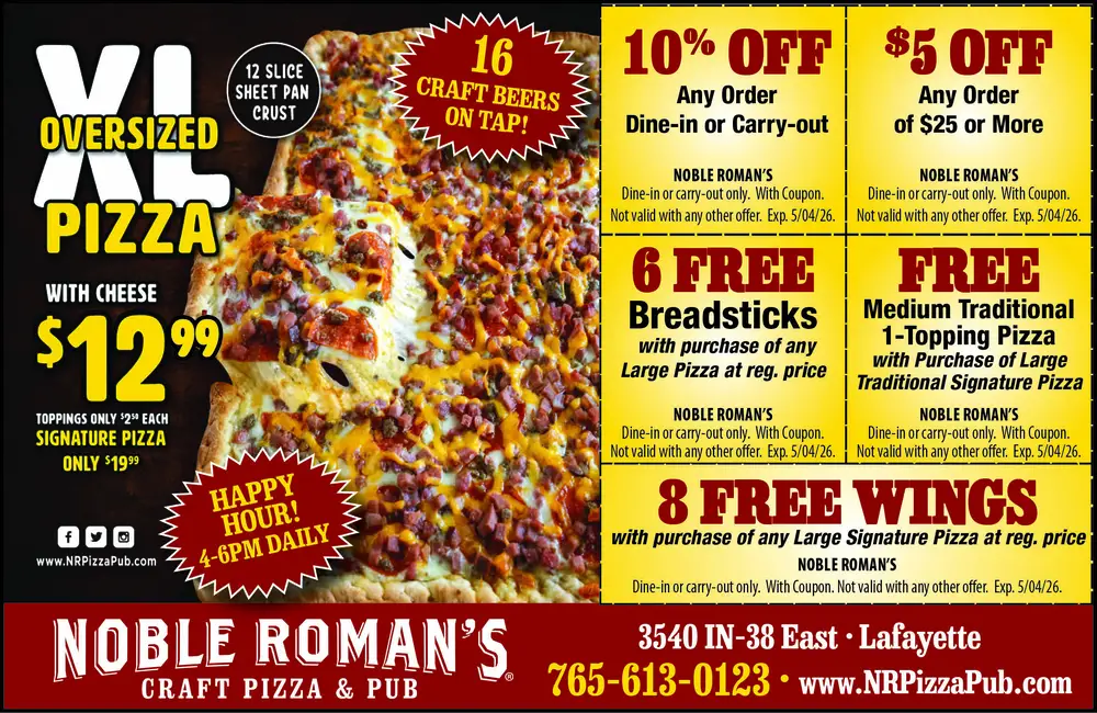 Noble Roman's Craft Pizza & Pub - Lafayette, Indiana's Pizza Destination
