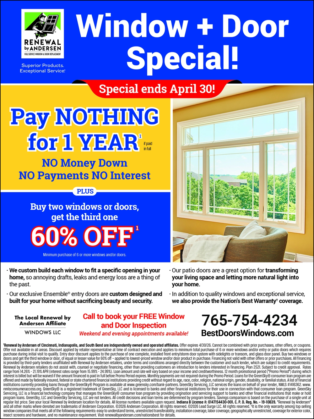 Window & Door Replacement Specials in Indiana