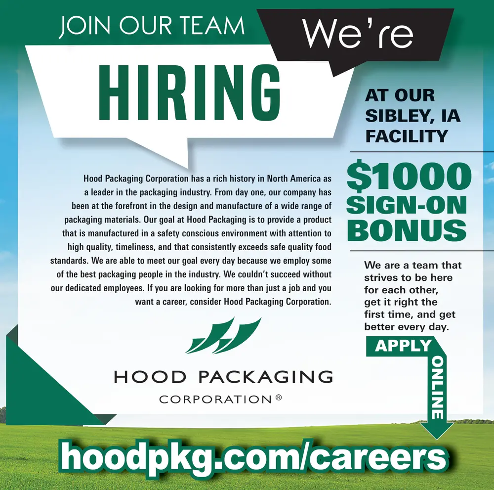 Careers at Hood Packaging Corporation in Sibley, IA