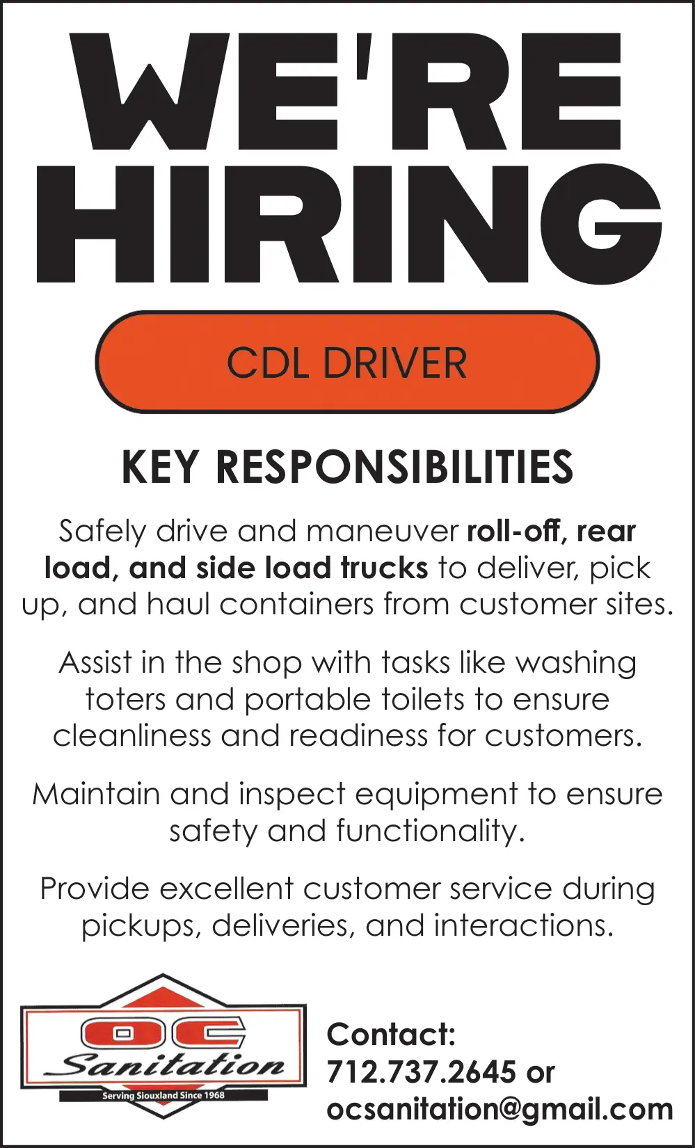 Sanitation Careers & CDL Driver Jobs in Siouxland, Iowa