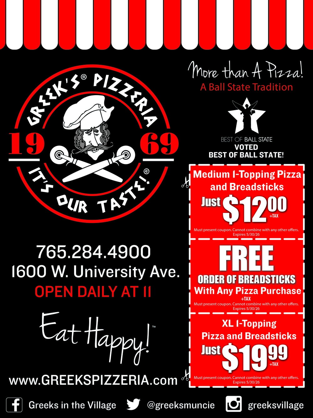 Award-Winning Pizza & Breadsticks in Muncie, Indiana