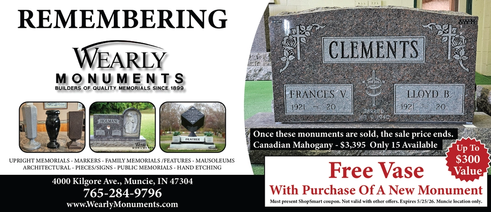 Wearly Monuments – Memorials & Markers in Muncie, IN