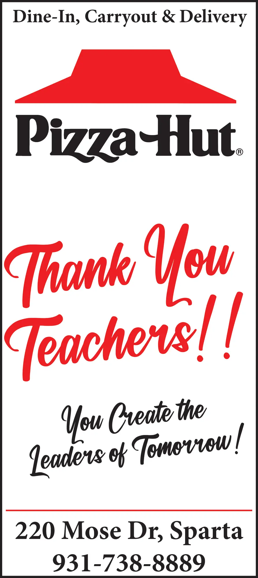 Pizza Hut in Sparta, TN – Dine-In, Carryout & Delivery