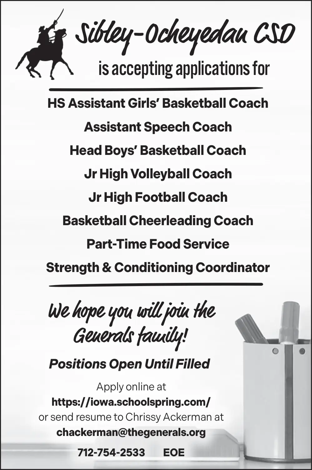 Education & Coaching Careers in Sibley, Iowa – Sibley-Ocheyedan CSD