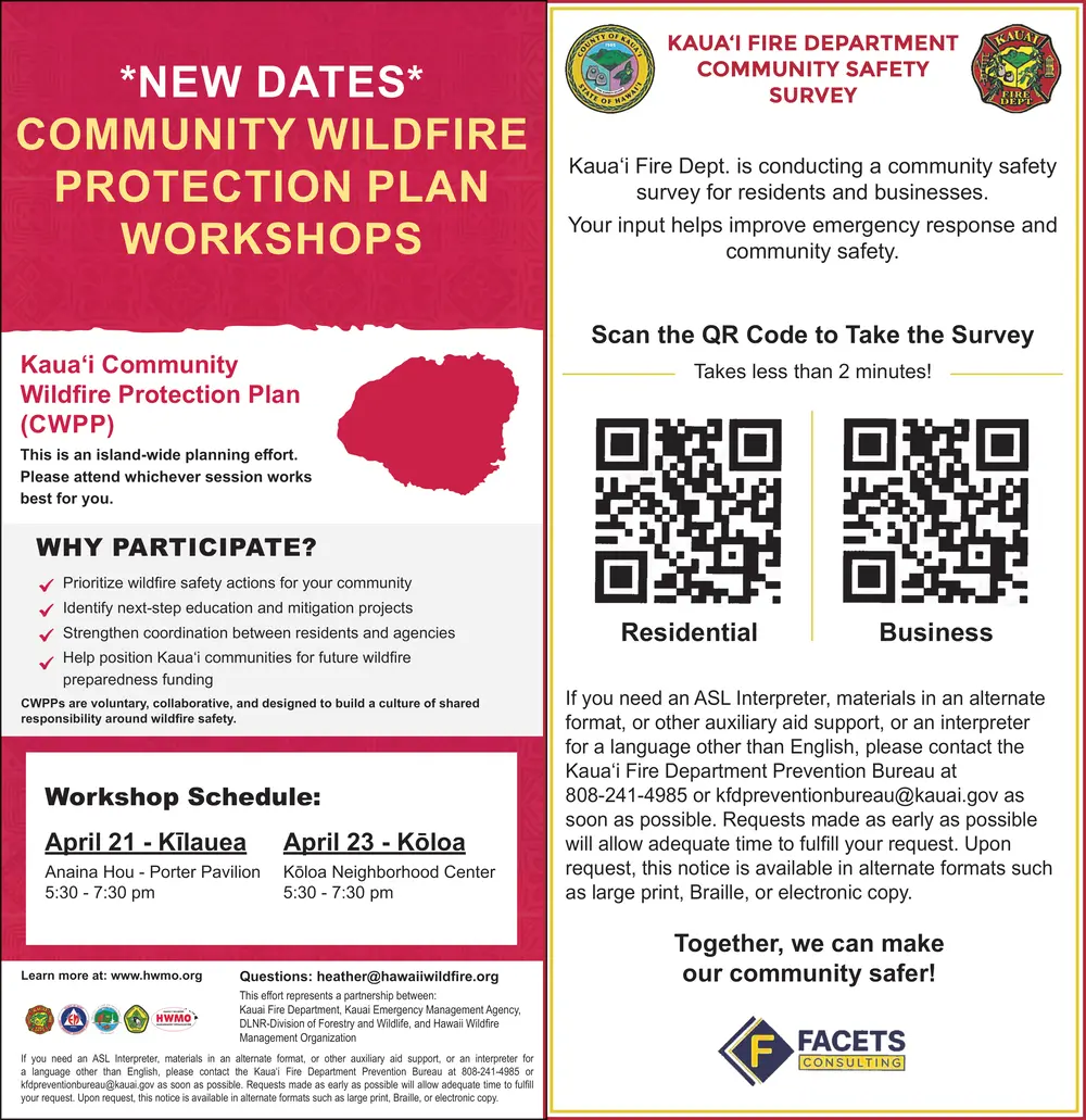 Community Wildfire Protection in Kauai, HI: Workshops & Safety