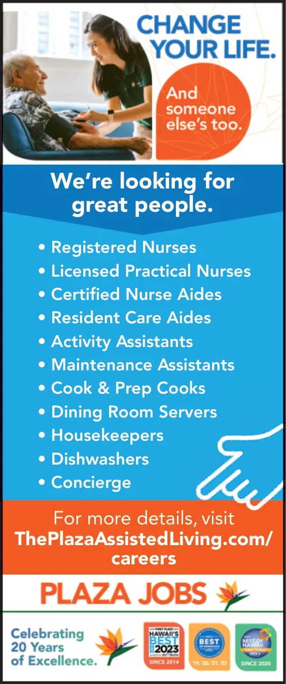 Nursing, Care & Support Jobs – The Plaza Assisted Living, Honolulu, HI